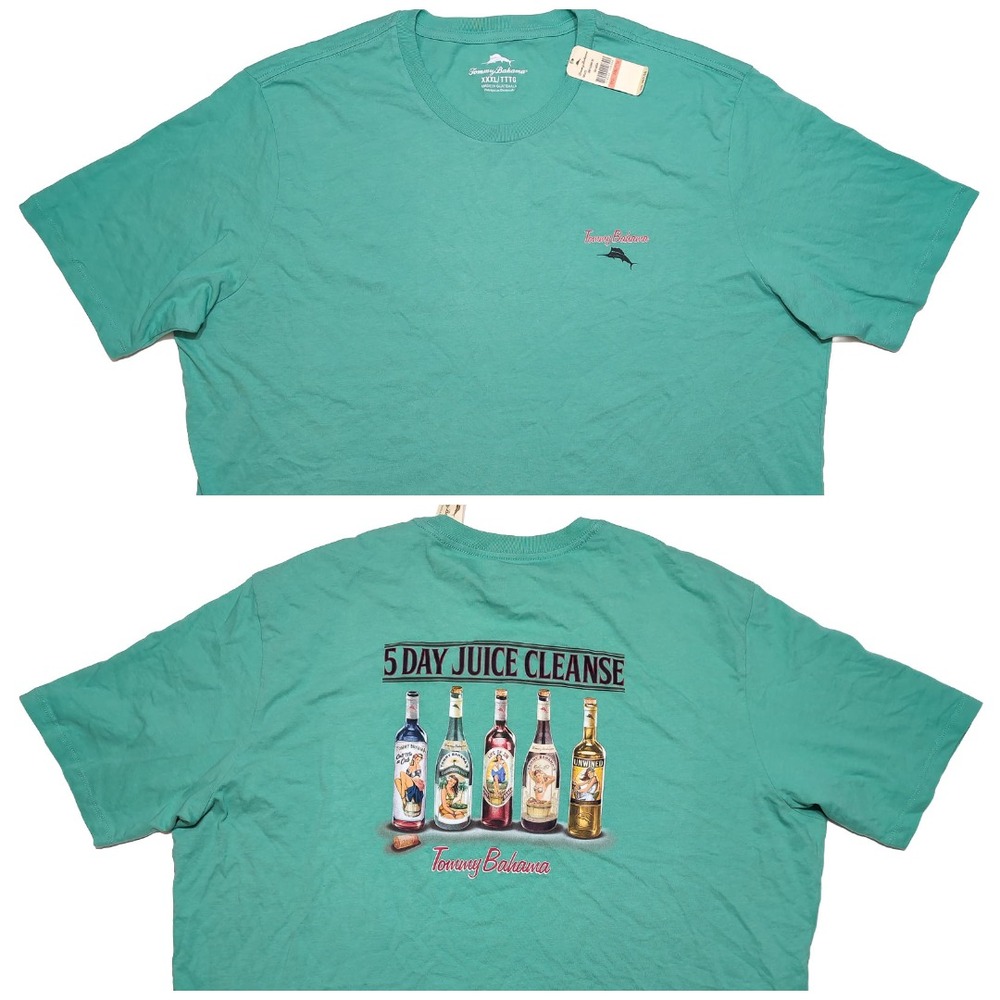 TOMMY BAHAMA Short Sleeve T-Shirt 5 Day‎ Juice Cleanse Beer Green 3XL ~ New